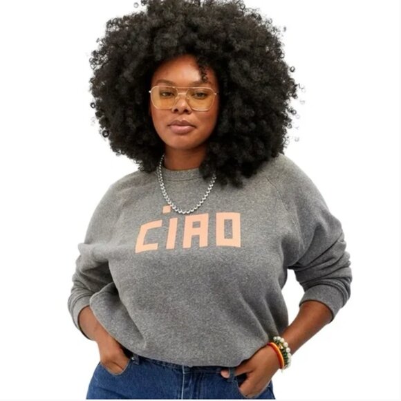 Clare V. Ciao Gray Sweatshirt Lightweight Medium Anthropologie - Picture 1 of 6